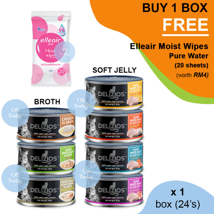 DELIZIOS 80g Bonito Tuna White Meat Premium Wet Cat Food X 24 Cans delizios-80g-bonito-tuna-white-meat-premium-wet-cat-food-x-24-cans