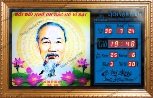 Đồng hồ Lịch Vạn Niên treo tường _tranh Bác 55631_KT 55x35x7cm_Có 2 loại (Không remote đèn và Có remote đèn)