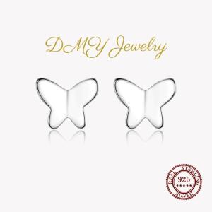DMY Jewelry 925 Sterling Silver Hypoallergenic Korean Fashion Butterfly Stud Earrings