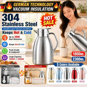 German Technology Vacuum Insulation304 Stainless Steel Double-Layer Thermos Pot/36 Hours Heat Preservation Double Insulated Kettle Keep Cold Vacuum Kettle Coffee Pot Insulated Bottle/Premium Food Grade Safe Healthy Leakproof Large CapacityFast shipping