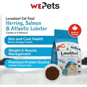 Loveabowl Grain Free Dry Cat Food 1kg | Complete Diet Kibbles Chicken Snow Crab Herring Salmon Lobster