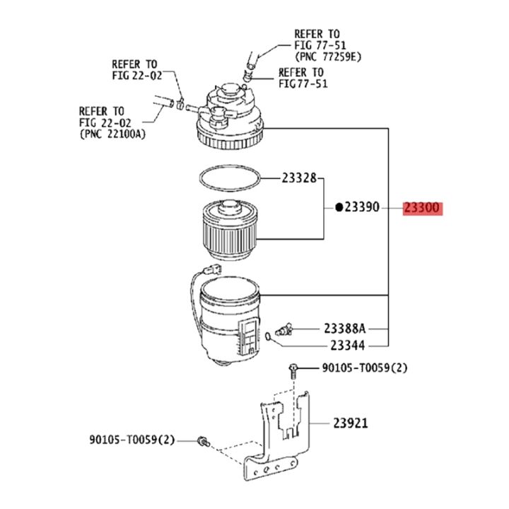 Fuel Filter Assembly 23300-0L041 23300-0L042 for 2004-2016 Fortuner ...