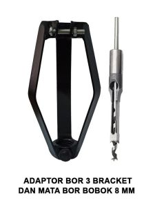 Dudukan bor tangan bobok kayu adaptor dengan mata bor 8mm