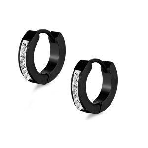 Korean Style Simple 9MM Titanium Steel Silver/Gold/Black Small Hoop Earrings for Men Women