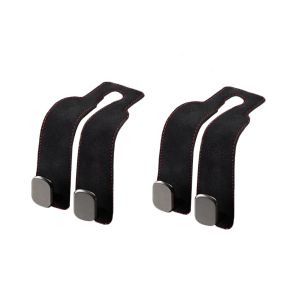 ECILY 3Pcs 2-in-1 Car Seat Back Hook – Foldable Microfiber Leather Headrest Hanger with Double Hooks Universal Storage Organizer for Bags Groceries & Clothes Car Interior Accessory