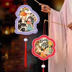 J2UQR3 พีวีซี โคมไฟเทศกาลกลางฤดูใบไม้ร่วง 3D กระต่าย โคมไฟมือถือสไตล์โบราณ แบบพกพา ป.ป. ชุดวัสดุทำโคมไฟ DIY สำหรับเด็ก ผู้หญิง