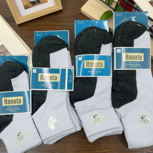 YENYENLULU (3pairs) School Socks White Base Black/Gray Bottom Socks for Kids Boy and Girl 5-15 years old...