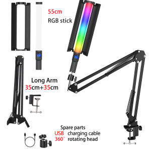 RGB Handheld Fill Light Stick LED Video Light Wand Photography Light With Rechargable Battery Desktop Arm Stand Tripod