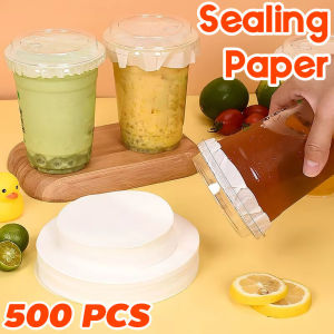 MLADEN 500PCS White Leak-Proof Cup Cap Lid Liners Round Sealing Paper Pads Waterproof Spill Proof Paper for Plastic Drink Cup