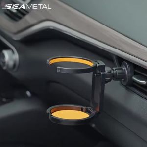 SEAMETAL 2 In 1 Car Cup Holder 360 ° Adjustable Drink Rack Stand Magnetic Mobile Phone Holder for Water Bottles Phone Stowing