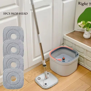 Self Wash Extendable Square Spin Ｍop with 360 Rotating Mop Head Separation Mop with Squeezer Mop 2 Mop Fabric R0746
