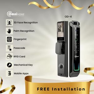 SG Installation OD-4 Omni Digital Door Lock Smart Lock Face Palm Fingerprint Wifi App Gate Bundle
