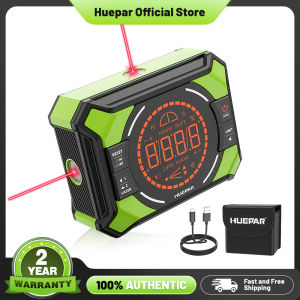Huepar AG2L 3-in-1 Digital Angle Gauge & Cross Line Laser Level – Rechargeable Magnetic Angle Finder 0-90°/180° for Woodworking Carpentry Hanging Frames