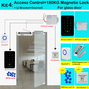 Boland 1000 Users Access Control Keypad RFID 125Khz EM Card Gate Lock Card Reader Smart Door Access Controller System  Magnetic Lock Doorbell Kits