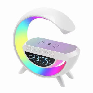 BT-3401 Bluetooth Speaker 15W LED Atmosphere RGB Light Wireless Charger Desk Lamp Lamp Smart Speaker Pigfly