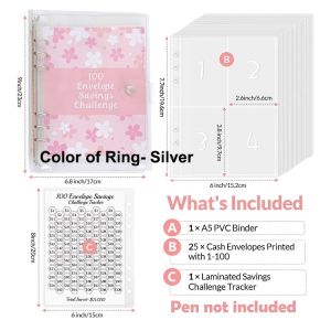 100 Envelope Savings Challenge Book PP Cover Cash Saving Plan Cash Planner Set