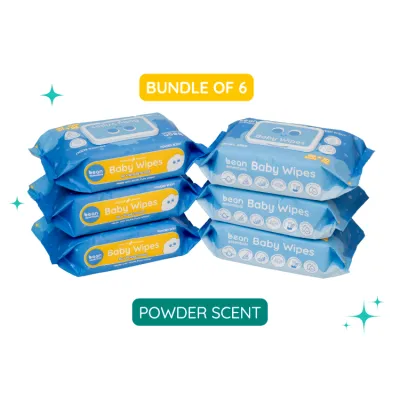 [Bundle of 6] bean Baby Wipes Powder Scent 6 x 100 sheets