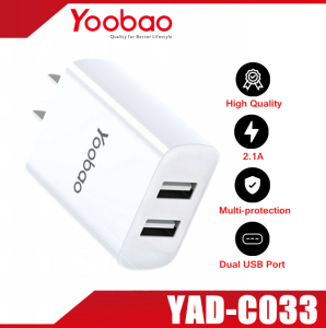 YOOBAO YAD-C033 10.5W Super Fast Charging Dual USB Port Adapter 2.1A