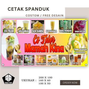 Spanduk Banner ES TELLER MAMAH KINA UKURAN 200X100 BISA REQUEST
