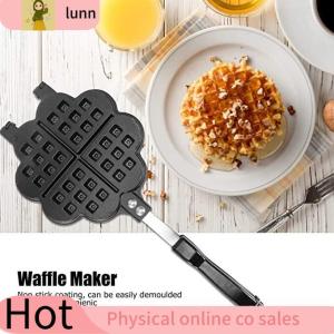 lunn ▲Non-Stick Waffle Maker Pan Maker Heart Shape Household Kitchen Gas Non Stick Iron Mold Press Flower waffle maker♕