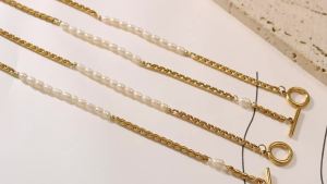 Freshwater Pearl OT Hot-selling new popular hip-hop style ins Titanium steel style 18K Real gold bracelets and jewelry wholesale