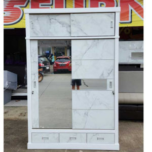Lemari Baju HPL 2 Pintu Jumbo Tinggi Dengan Laci / Lemari Pakaian