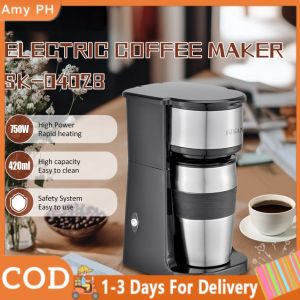 Automatic Coffee Machine With 420ml Thermal Coffee Mug Travel Potable Coffee Machine Complete Set Coffee Tumbler Insulated Household  Coffee Pot
