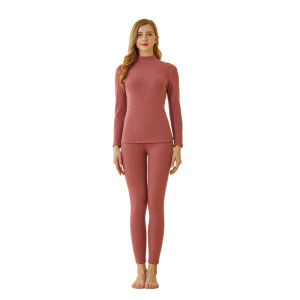 Winter Mens and Womens Thickened Thermal Underwear Half Turtleneck Double Layer Velvet Pajamas