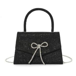 Womens Chain Strap Crossbody Bag Elegant Evening Bag Glittering Handbag Bows Banquet Bag Purse Shoulder Bag for Party