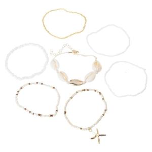7pcs thời trang Bohemian Shell và Starfish Vòng đeo tay đính hạt độc đáo Bangles cho mùa hè thanh lịch đi biển trang sức