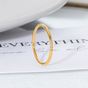 Gold Stainless Ring Fashion Diamond Ring For Women Minimalist Stainless Rings For Women Hypoallergenic Lady Accessories Elegant Fashion Single / Triple Diamond Ultra Slim Ring COD