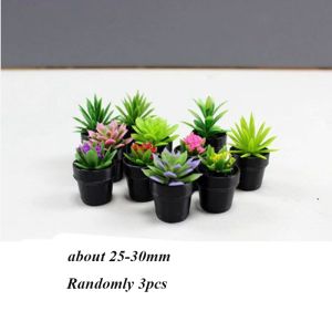 MILDGLOW 3pcs Multistyles Dollhouse Miniature Potted Plant 1:12 Mini Green Leaves Plant Pot High Quality Bonsai Garden Home Model Doll House Accessories