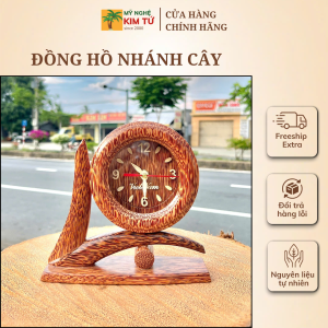 [TẶNG KÈM PIN] Đồng Hồ Gỗ Dừa Để Bàn Thiết Kế Nhánh Cây Sáng Tạo Trang Trí Phòng Làm Việc Quà Tặng Sang Trọng - KIM TỨ