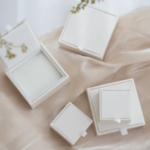 NOBLELUX White/Pink Jewelry Packaging Box Display Organizer Satin Gift Storage Box Elegant Earring Organizer Box Necklaces