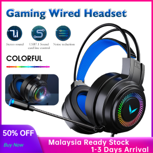 King G60 Wired Gaming Headphones Headset 7.1 Channel Eating Chicken Headphone Gaming with Led Light and Noise Cancellation Stereo Sound Headset for Mobile/Tablet/Laptop/Desktop