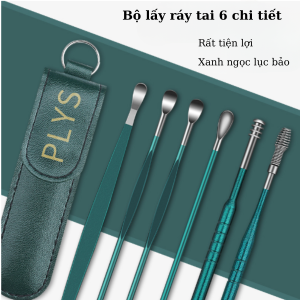 Bộ Lấy Ráy Tai 6 Món Tiêu Chuẩn Đức Cao Cấp Dụng Cụ Vệ Sinh Ống Tai Thép Không Rỉ Dụng Cụ Ngoáy Tai 6 Món Bao Da Nhập Khẩu