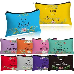 Hillban 10 Pcs Inspirational Cosmetic Bag Bulk Gifts for Church Women Christian Graduation Makeup Bag Gifts Religious Bible Verse Travel Pouch for Employee(FreshColorful)