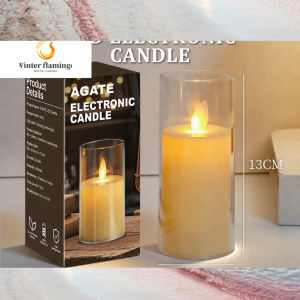 2PC Acrylic LED Flameless Electric Candle Light Smokeless Battery Candle Kotak Hadiah Raya Decor