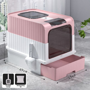 Large Enclosed Cat Litter Box Anti-odorant Easy Clean With Drawer With Top Entry Pet Tray Fully Closed Cat Litter Box 50*40*40cm