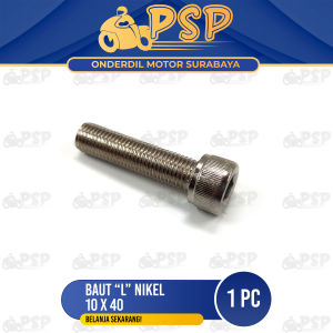 Baut L Nikel 10x40 (Harga 1 PC) - Pitch Bolt Baud 14 Kunci L 8 Drat 10 mm x Panjang 40 mm Ulir Kanan