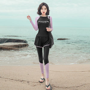 【Mermaid swimsuit】swimsuits for women Ready made stocks swimming suit for women new pattern 泳衣女保守三件套 Womens Korean 大码 womens swimsuit UV protection beach surfing snorkeling beach sports quick drying forever long sleeved short sleeved shorts