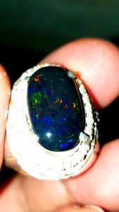 Mengenal Kalimaya Black Opal Banten Top Jarong Ring Perak Dim 18x10x5mm