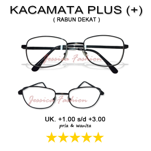 Kacamata Khusus Rabun Dekat +1.00 s/d +3.00 PRIA WANITA Frame Kotak Warna Hitam Material Metal Besi Ada Nosepad - BISA COD