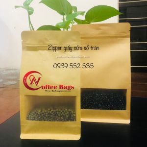 [500gr-1kg] Túi zipper giấy 8 cạnh đáy bằng có màn chống thấm/ đựng bột/hạt/thực phẩm/trái cây sấy...