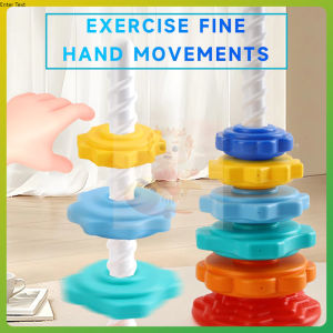 Rainbow Tower Stack Toy Music Hoop Infant Engaging Brain Development Baby Early Intellectual Toys