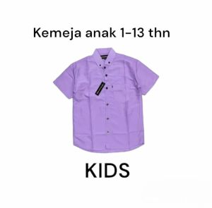 Kemeja Ungu Lilac Anak laki laki polos pendek Baju Hem anak cowok polos lengan pendek 2023