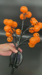 Solar Powered Halloween Pumpkin Tree Lights 20 LED Waterproof Outdoor Stake Lights for Yard Patio Garden Walkway Festive Decor Flexible Adjustable Branches Bright Orange