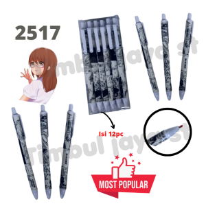 TJS Pena Pulpen Pen Ballpen gel cetek 1 pack isi 12pc 1 lusin cute cetekan mekanik aesthetic karakter fancy berbagai varian lucu unik space animal bear 89050 - 78 anime girl view 2517-8