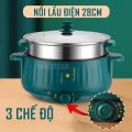 Nồi Lẩu Đa Năng 2 Tầng, Nồi Lẩu Điện 3 Nấc Nhiệt, Công Suất 1000W,Vân Đá Chống Dính Cao Cấp [KÈM VỈ HẤP] Nồi Lẩu Điện Mini, Ca Lẩu Mini, Nồi Lẩu Điện, Bếp Điện Mini, Bếp Điện Thông Minh, Noi Lau Dien Mini - Giadungbv247. 