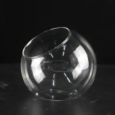 ZIAAN Oblique Clear Glass Ball Vase Clear Transparent Succulents Plant Container Flower Pot Borosilicate Glass Plant Terrarium Wedding Party